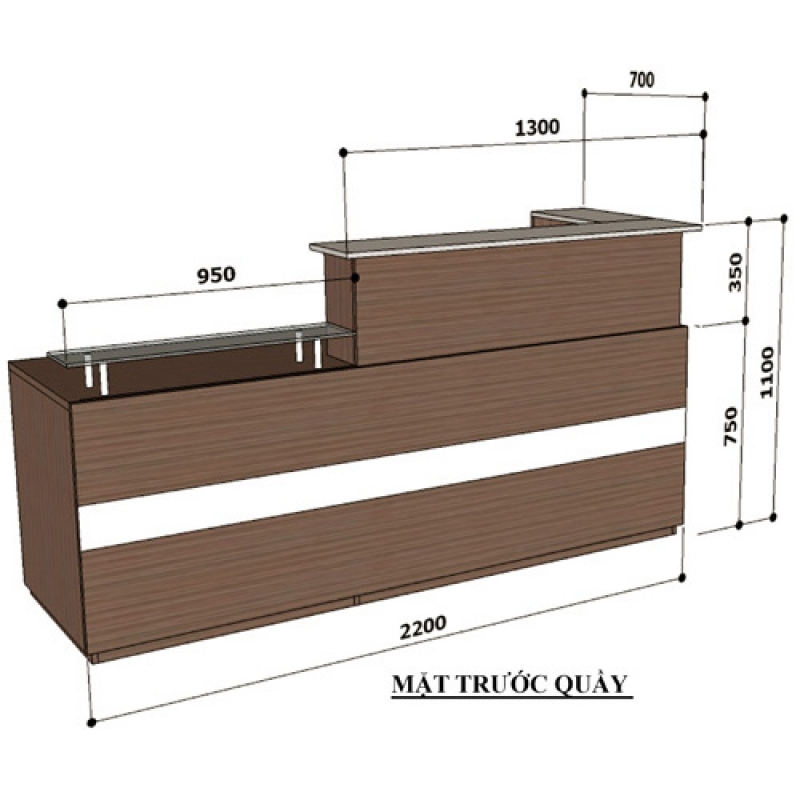 Quầy lễ tân QLT104 (2.2m) - ảnh 2
