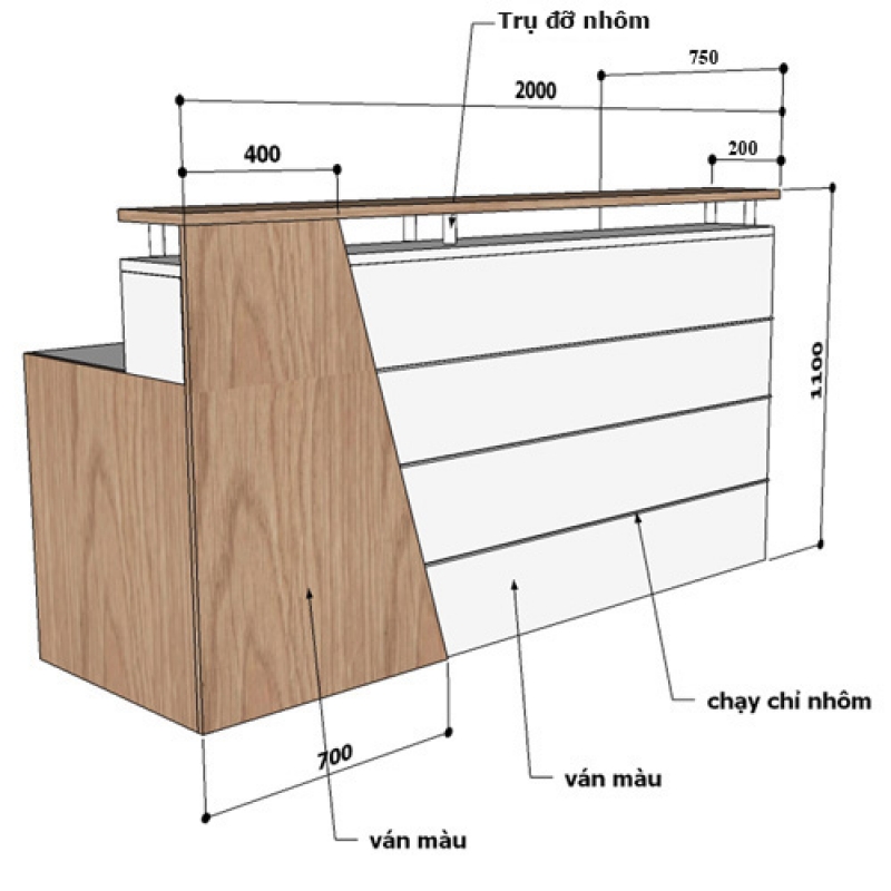 Quầy lễ tân QLT106 (2m) - ảnh 2