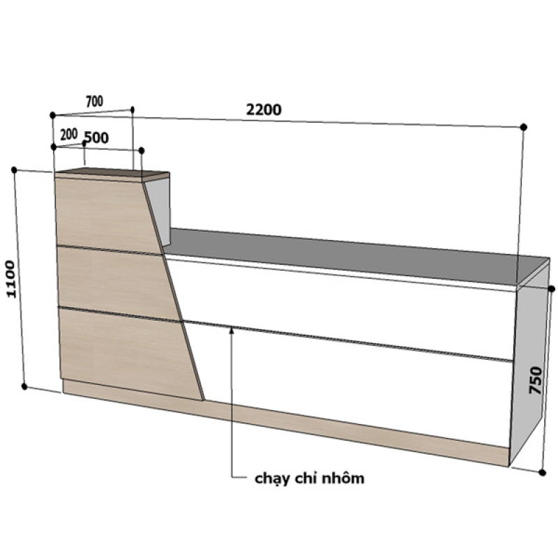 Quầy lễ tân QLT107 (2.2m) - ảnh 2