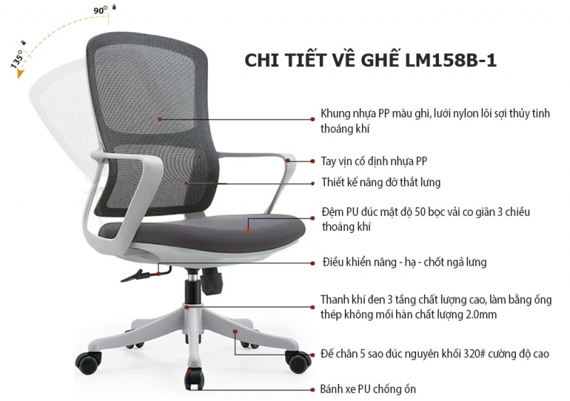 Ghế LM-158B-1 đỡ thắt lưng - ảnh 2
