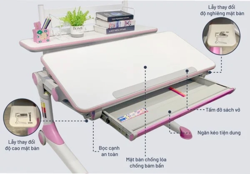 Bàn học sinh thông minh chống gù, chống cận BTM04 - ảnh 4