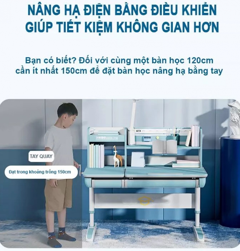 Bàn học thông minh điều khiển nâng hạ bằng điện E12001 - ảnh 3
